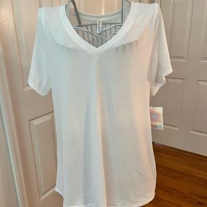 V-Neck Solid White T-Shirt by LuLaRoe NWT